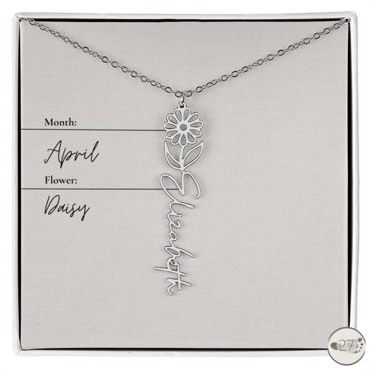 Birth Flower Name Necklace