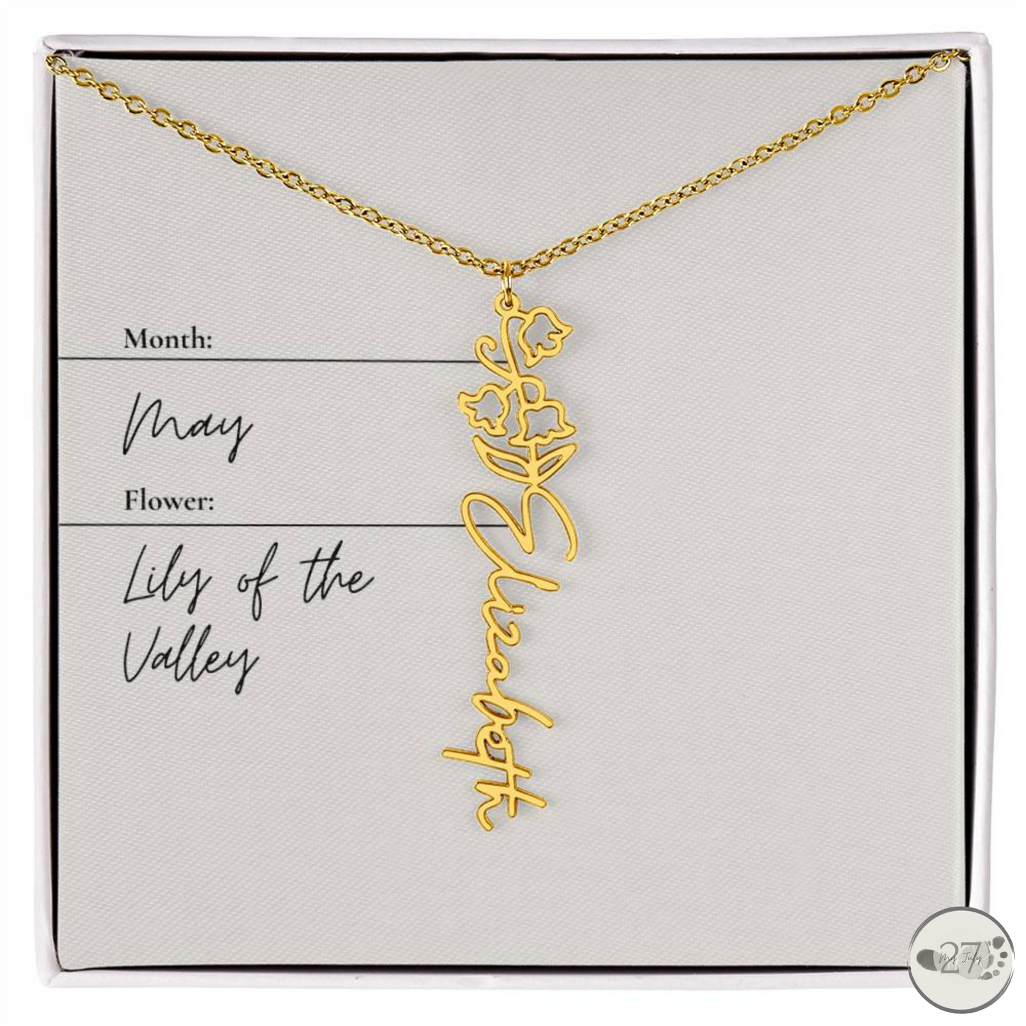 Birth Flower Name Necklace