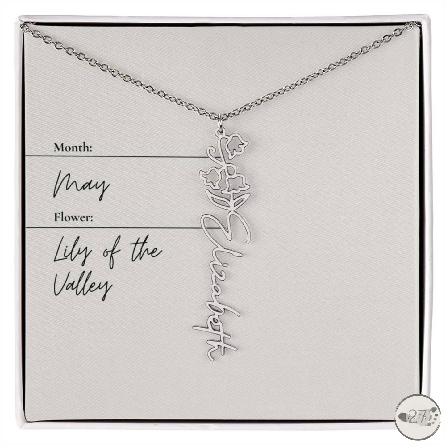 Birth Flower Name Necklace