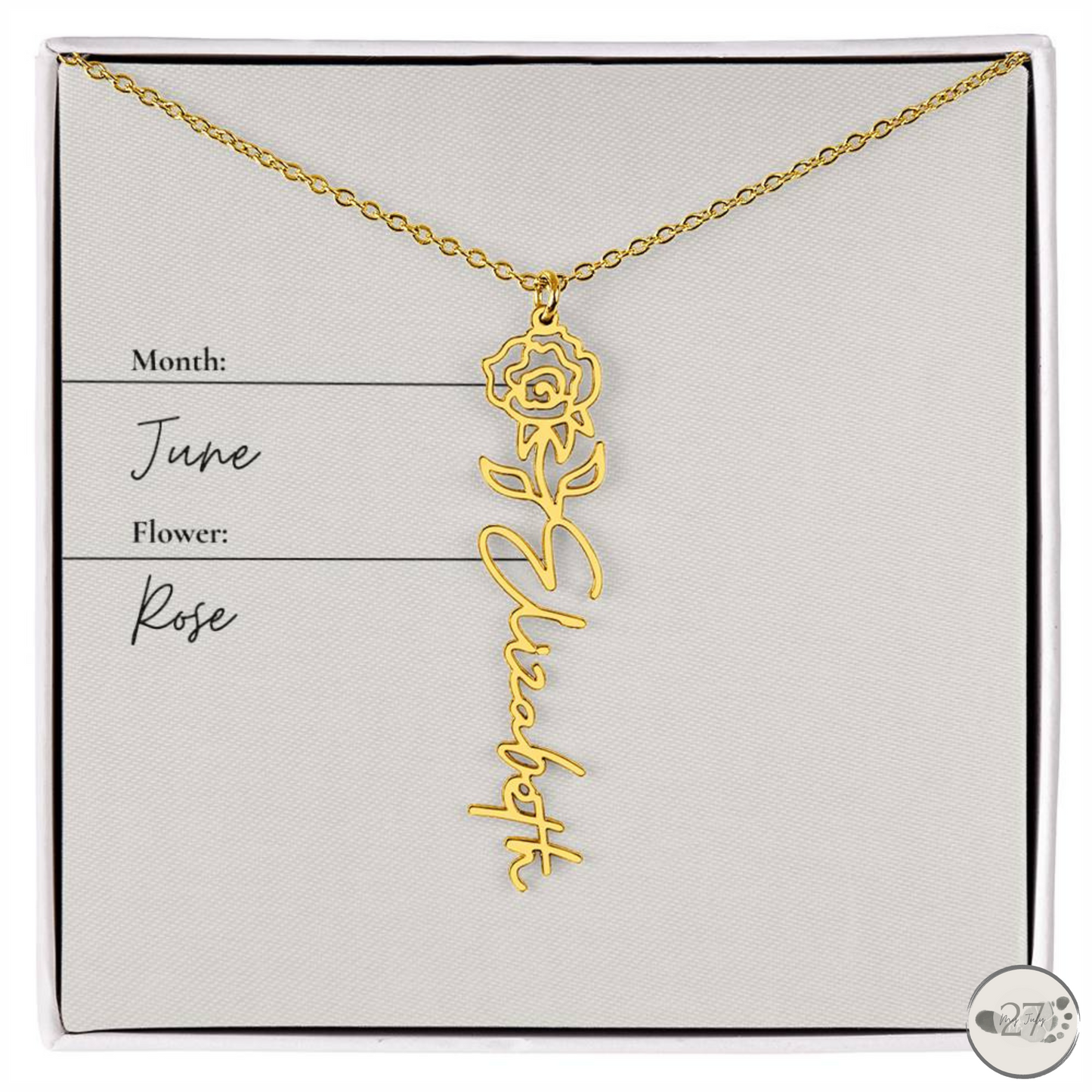 Birth Flower Name Necklace