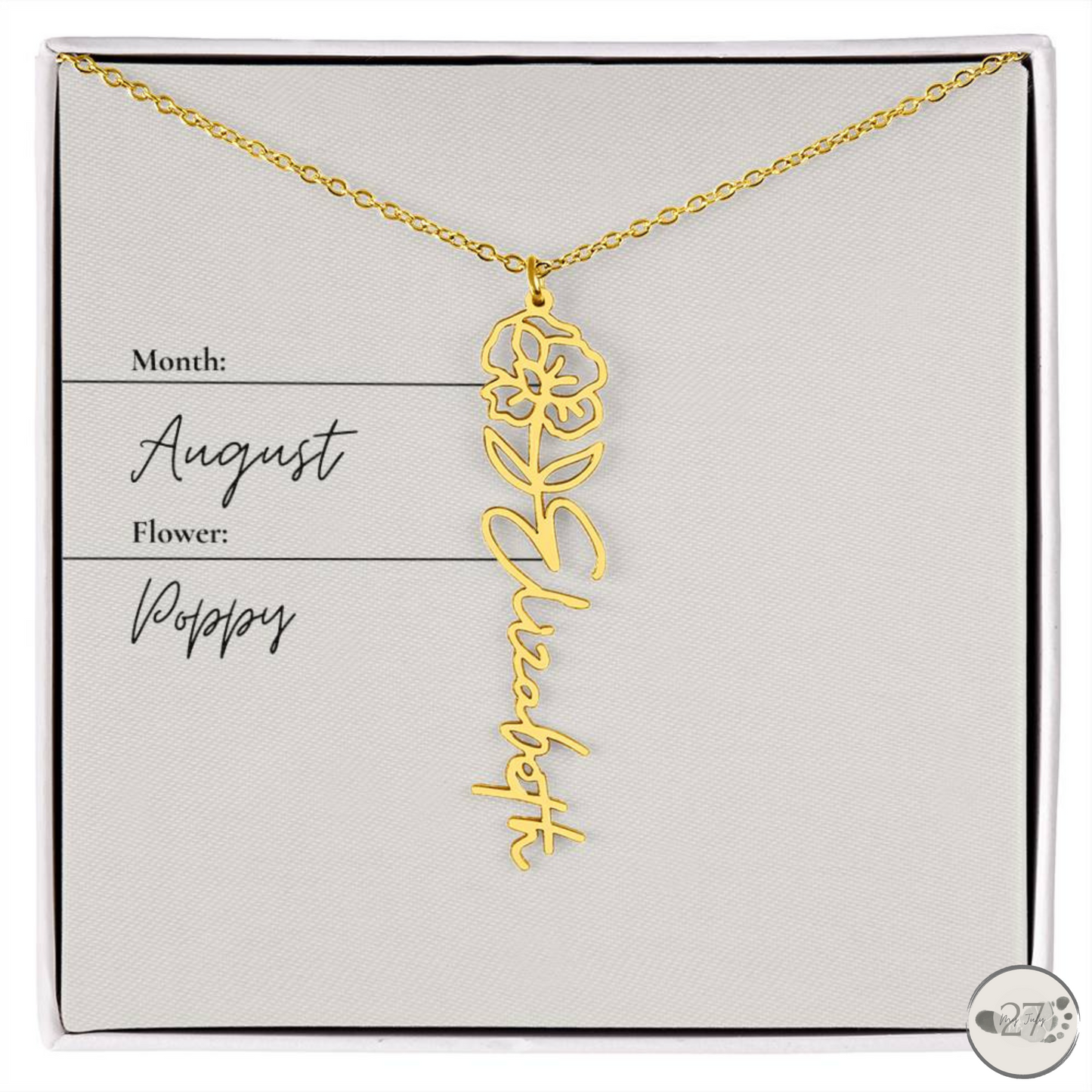 Birth Flower Name Necklace