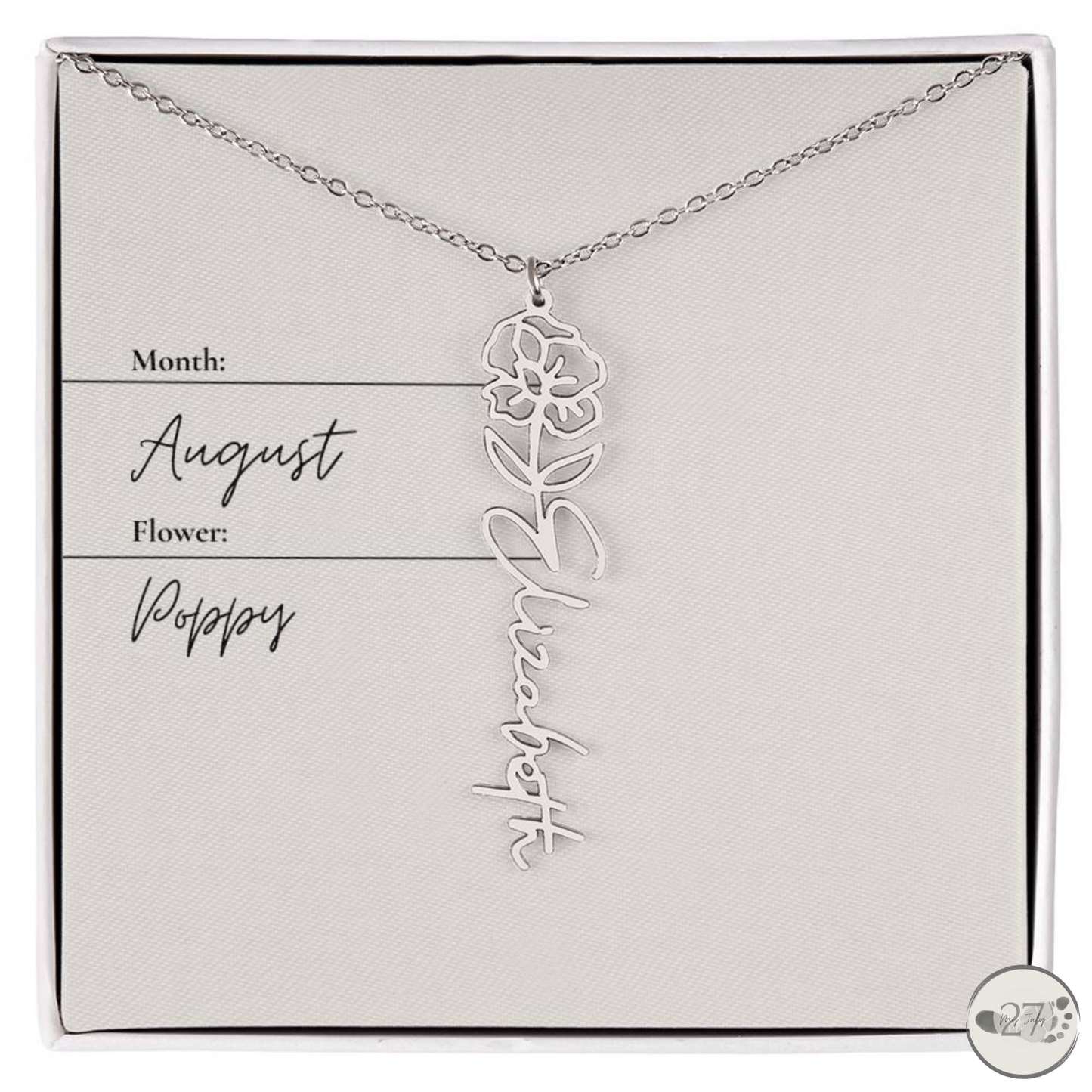 Birth Flower Name Necklace