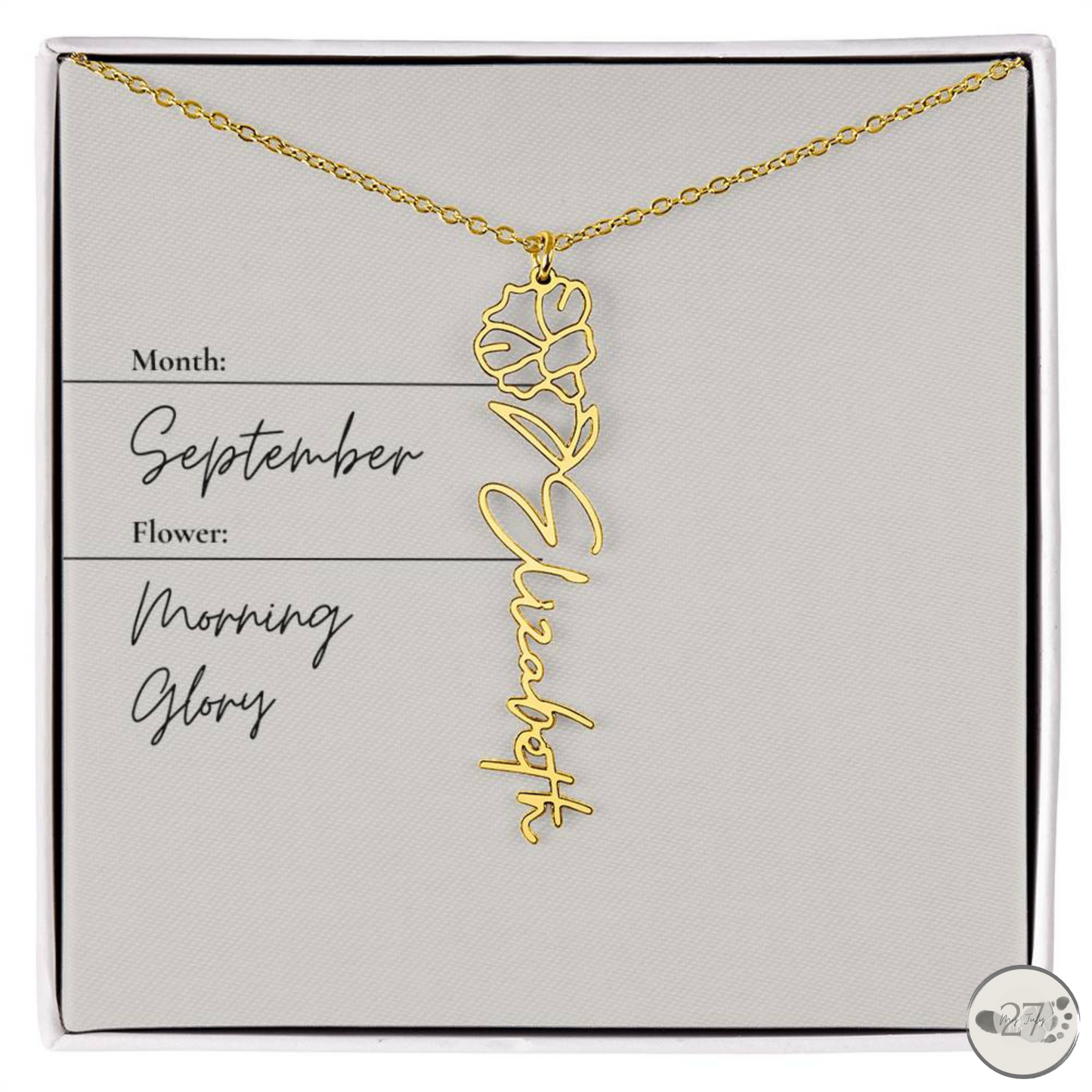 Birth Flower Name Necklace