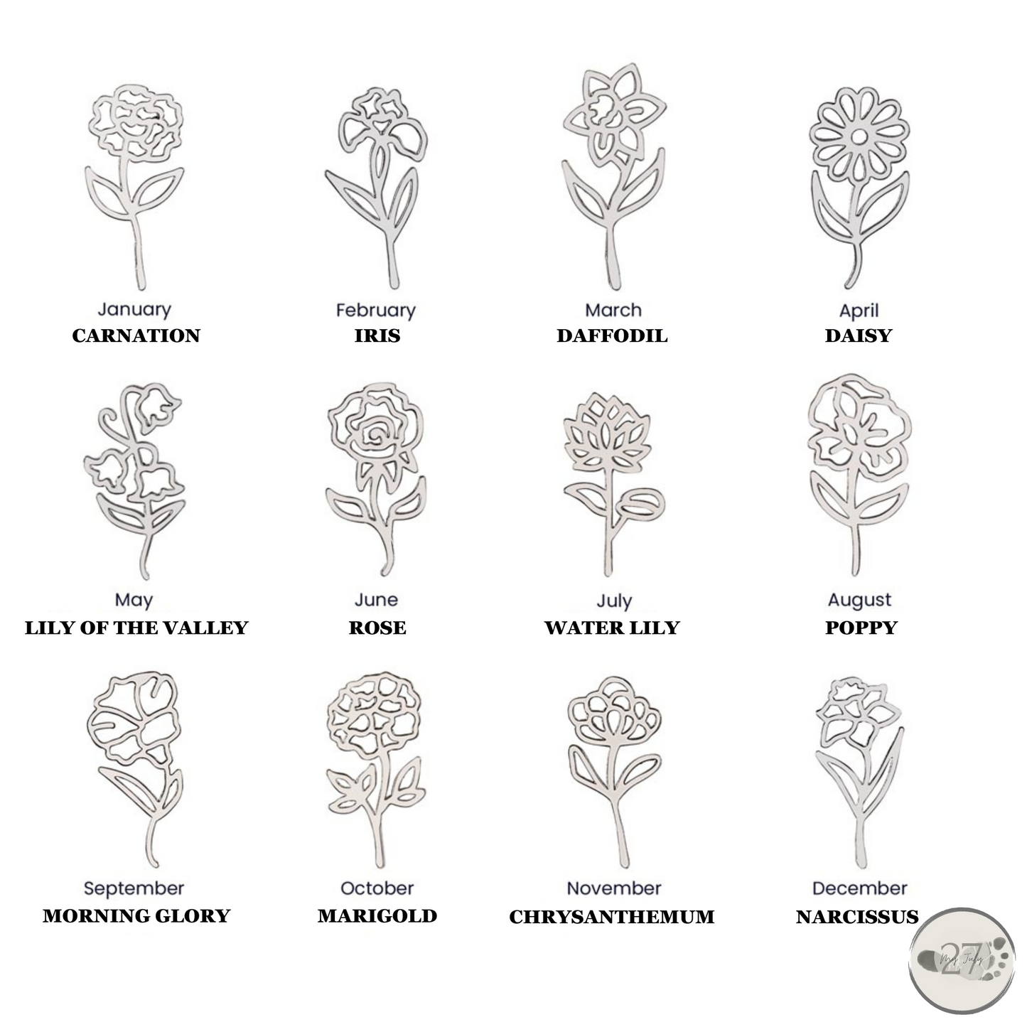 Birth Flower Name Necklace