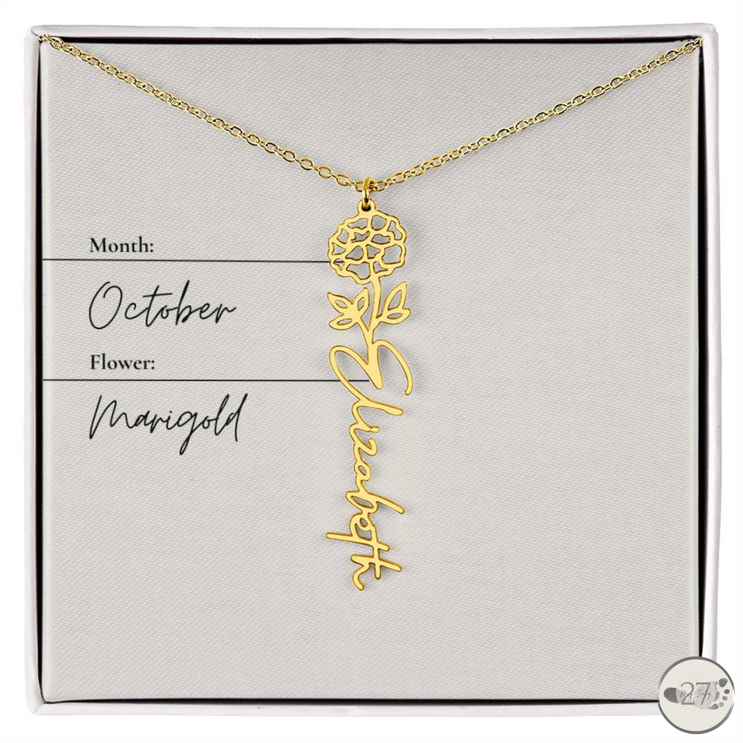Birth Flower Name Necklace
