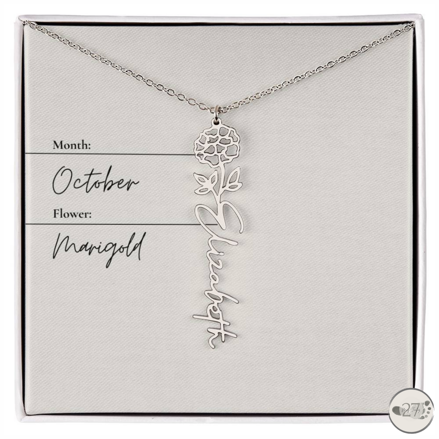 Birth Flower Name Necklace