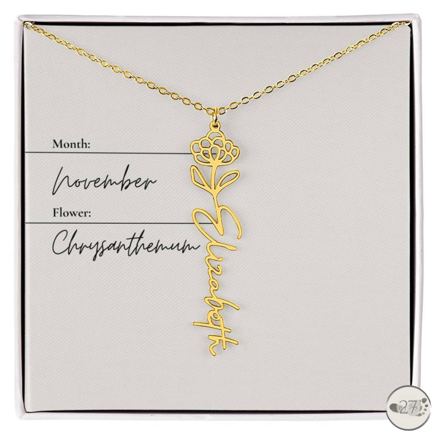 Birth Flower Name Necklace