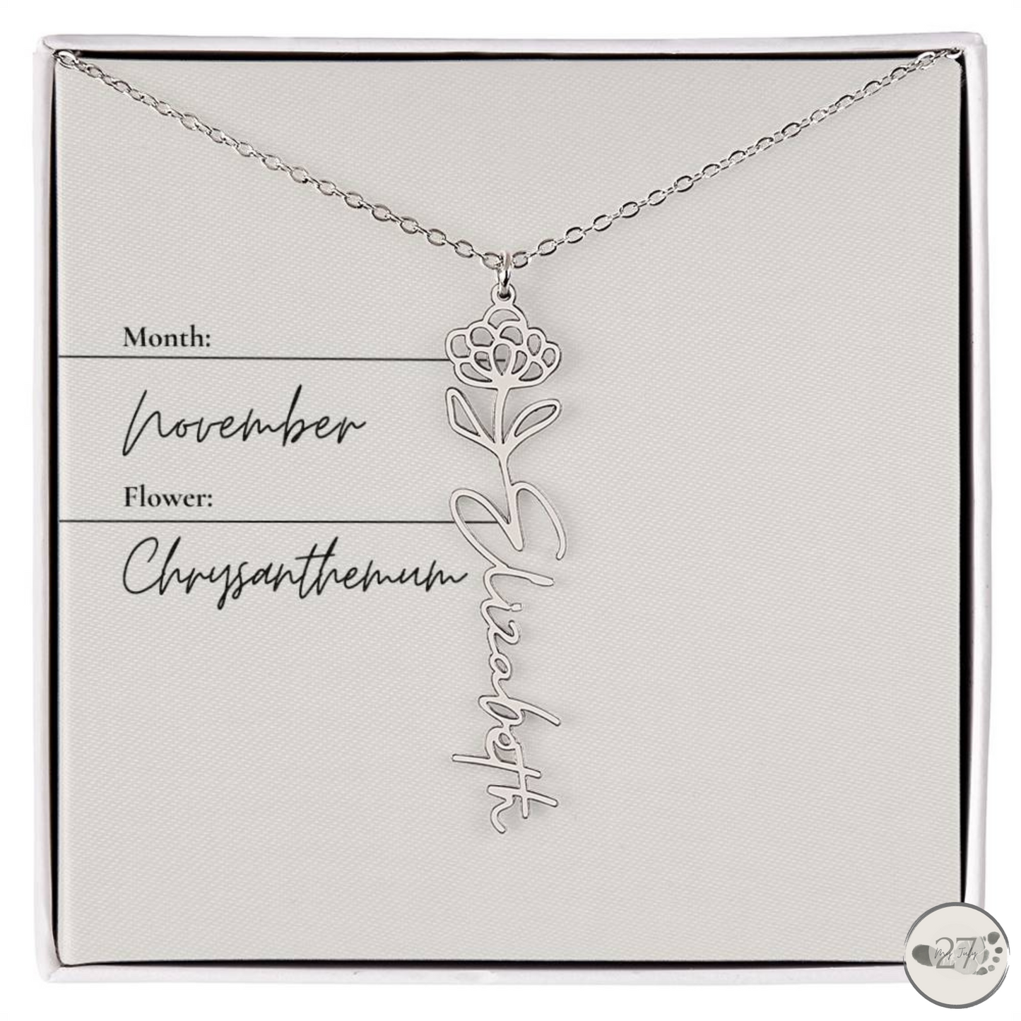 Birth Flower Name Necklace