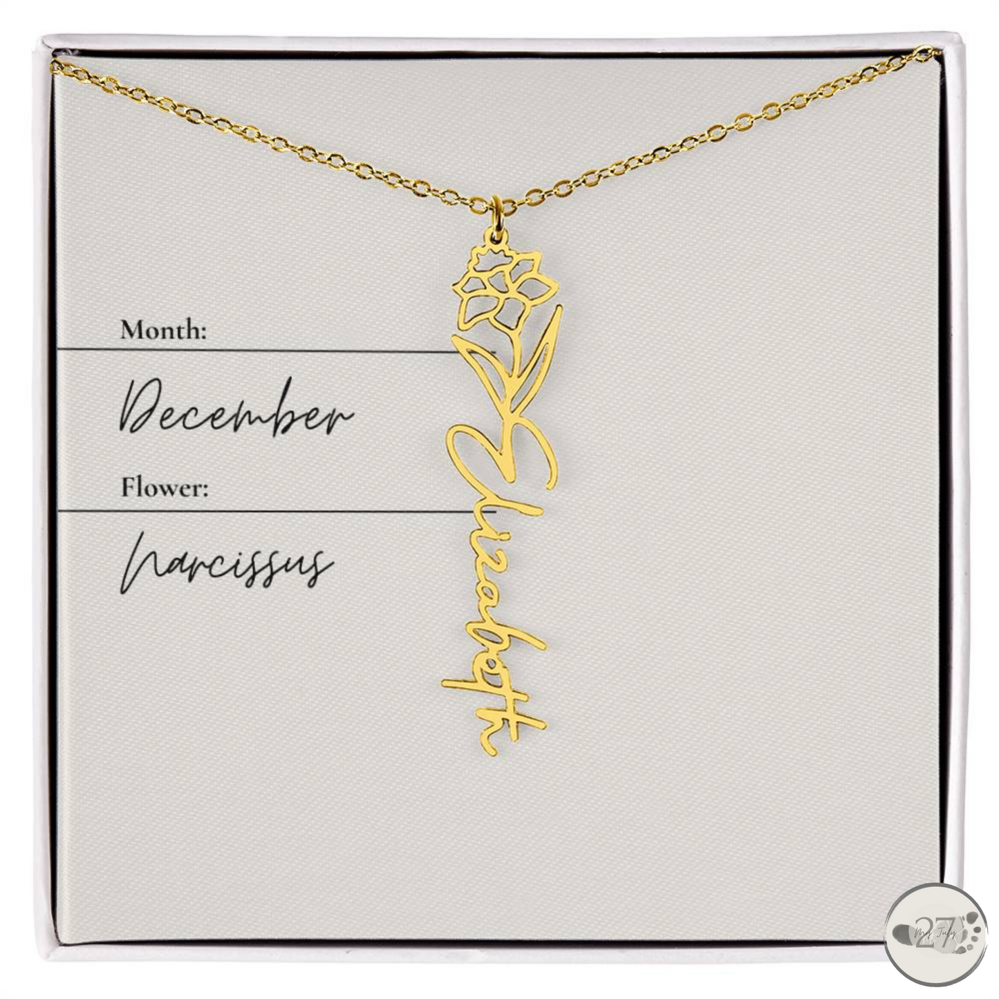 Birth Flower Name Necklace