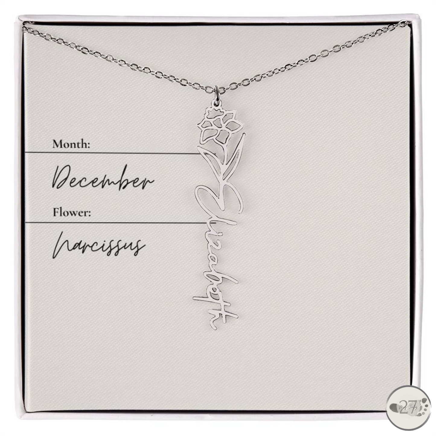 Birth Flower Name Necklace