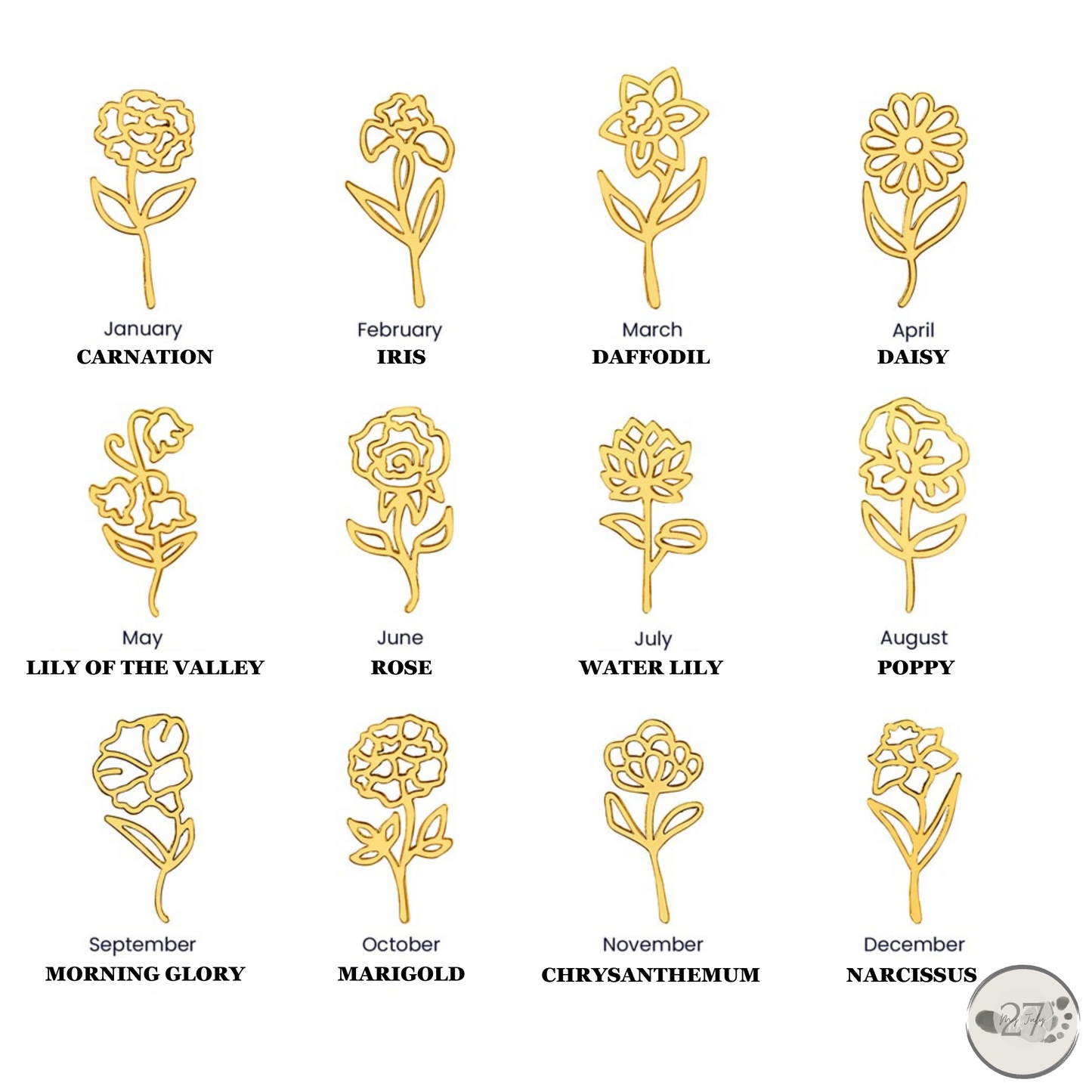 Birth Flower Name Necklace