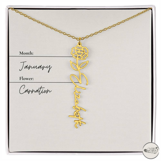 Birth Flower Name Necklace