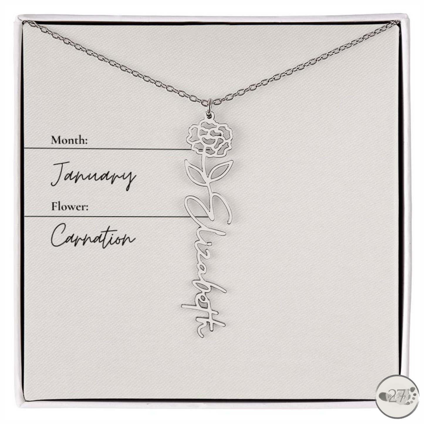 Birth Flower Name Necklace