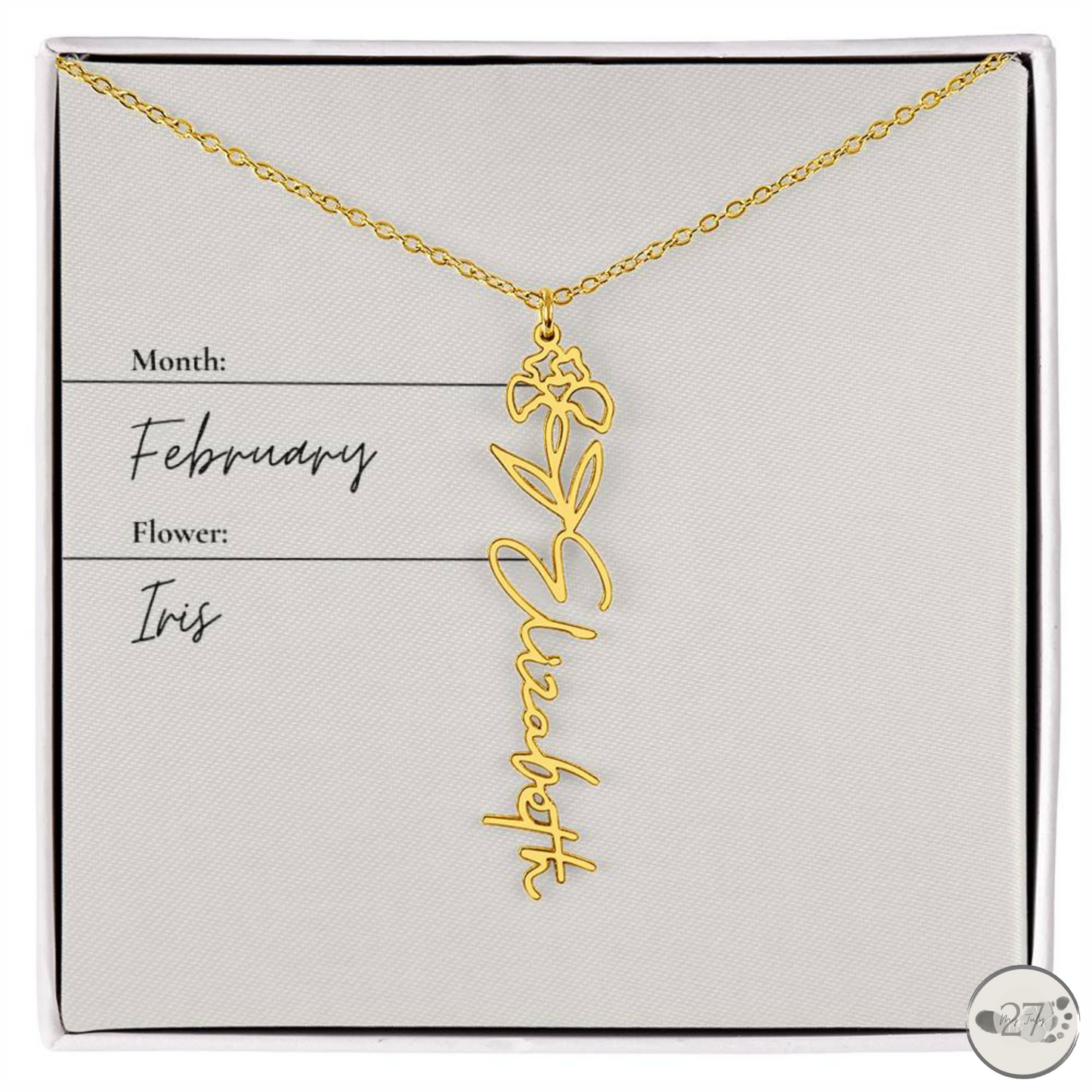 Birth Flower Name Necklace