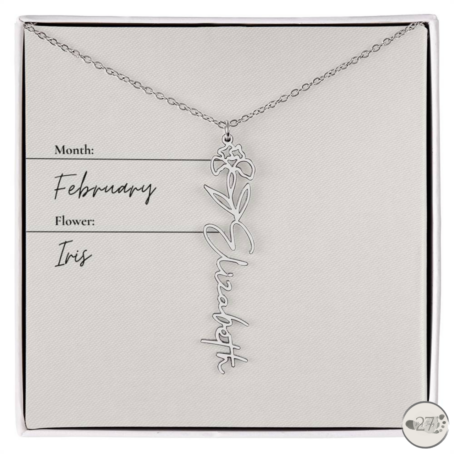 Birth Flower Name Necklace