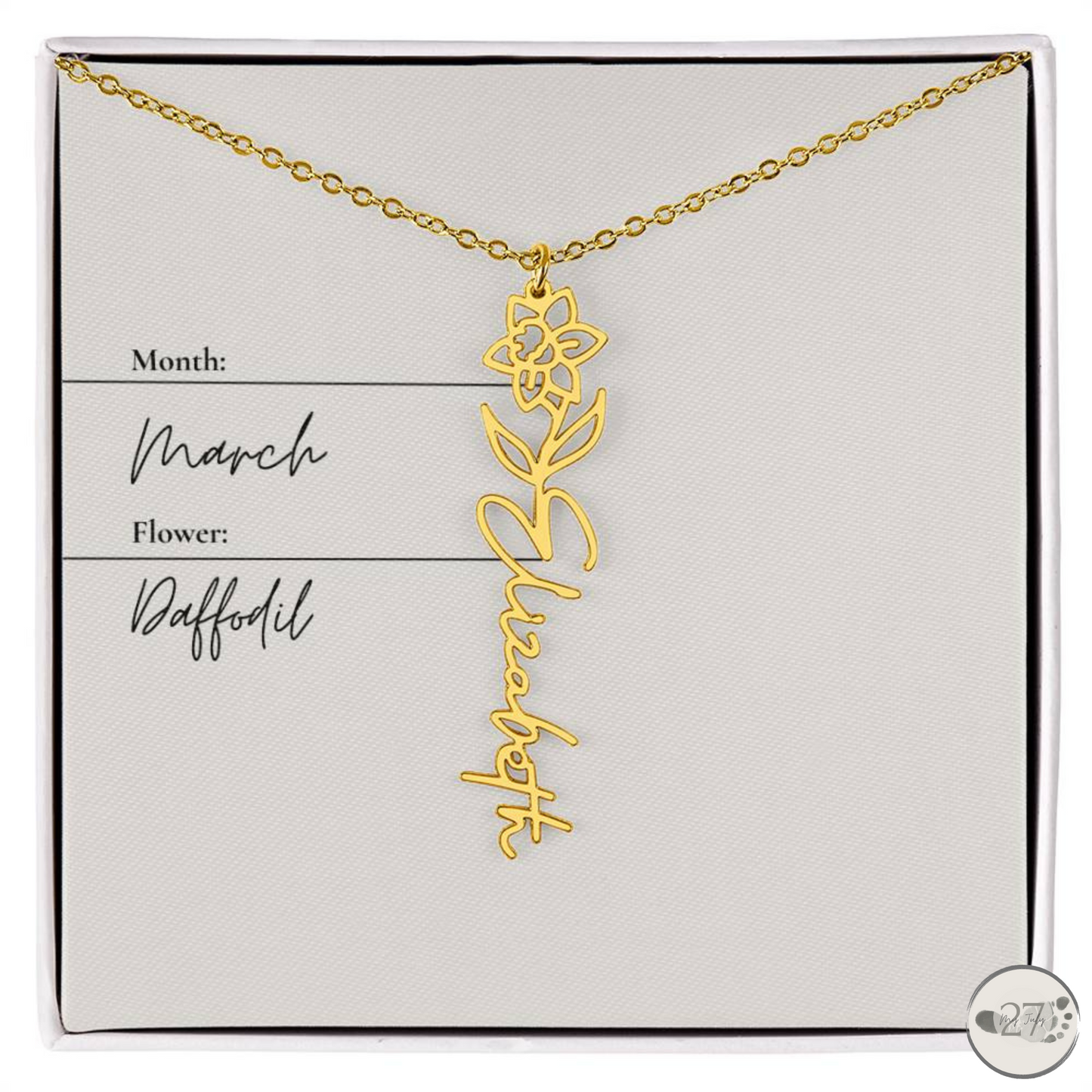 Birth Flower Name Necklace