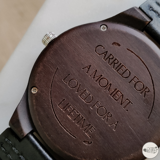 "Carried for a moment. Loved For a Lifetime." Men's Wooden Watch