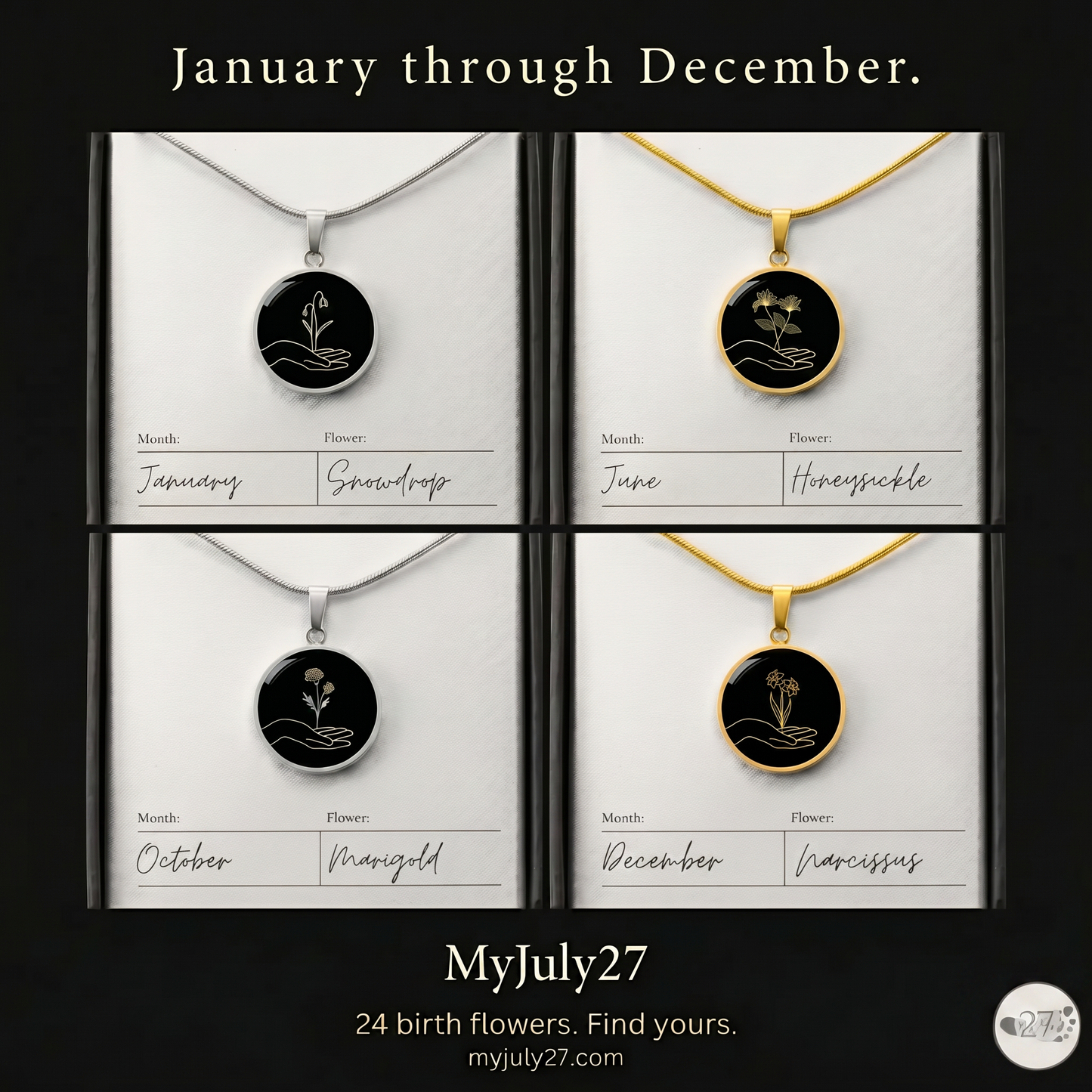 Birth Flower Pendant Necklace