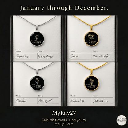 Birth Flower Pendant Necklace